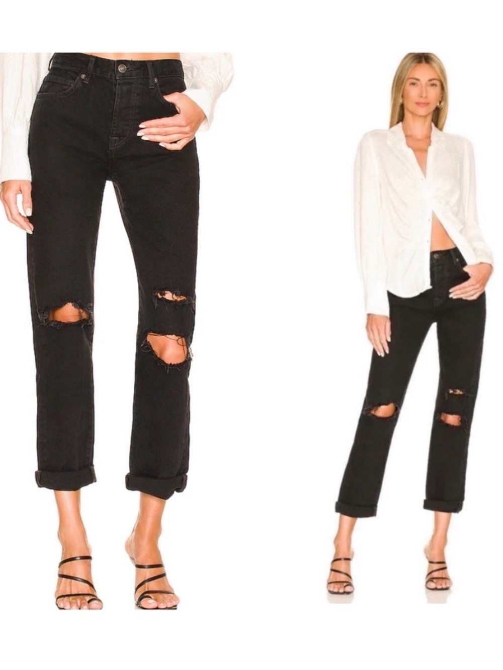 Free People We The Free Bren Boyfriend Button fly Jeans in Black Magic Sz 27